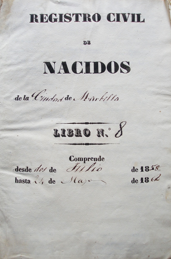 Registro de nacimientos de 1858 