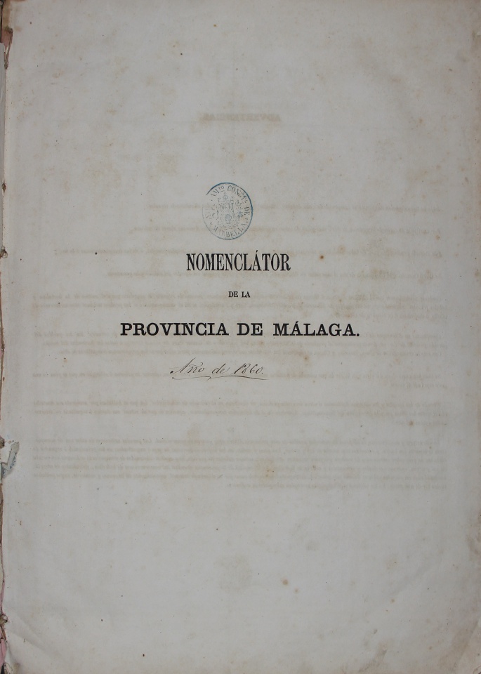 Nomenclátor de la provincia de Málaga de 1860