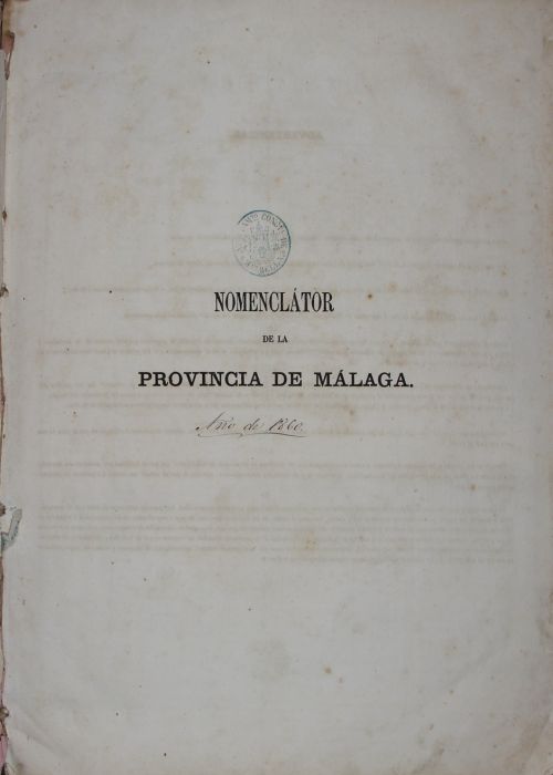 Nomenclátor de la provincia de Málaga de 1860